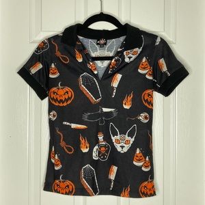 Eye Candy Halloween Print Collared Shirt